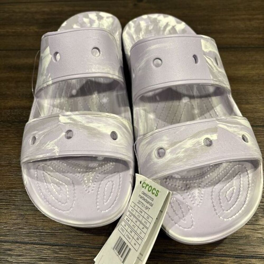 Unisex Crocs US-Size M-13 W-15 Classic Marbled Two Straps Slide Purple‎ Sandals